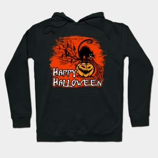 Happy Halloween Pumpkin and Black Cat Hoodie